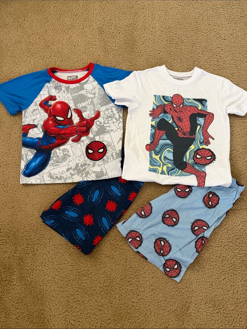 Marvel Kids Spider-Man Short Sleeve Pajama Sets - Red, Blue, White